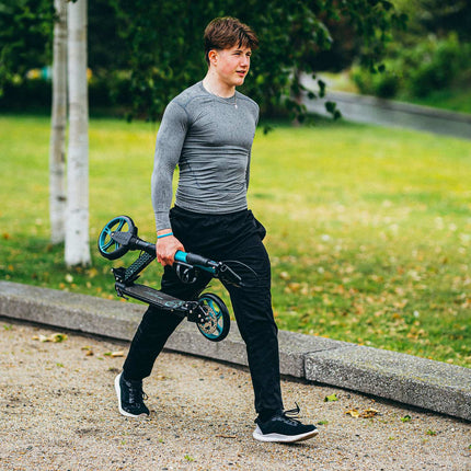 Turquoise Kick Scooter, Adjustable Height, Foldable Design
