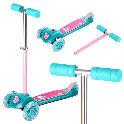 Turquoise Kick Scooter, Lightweight, Foldable Design