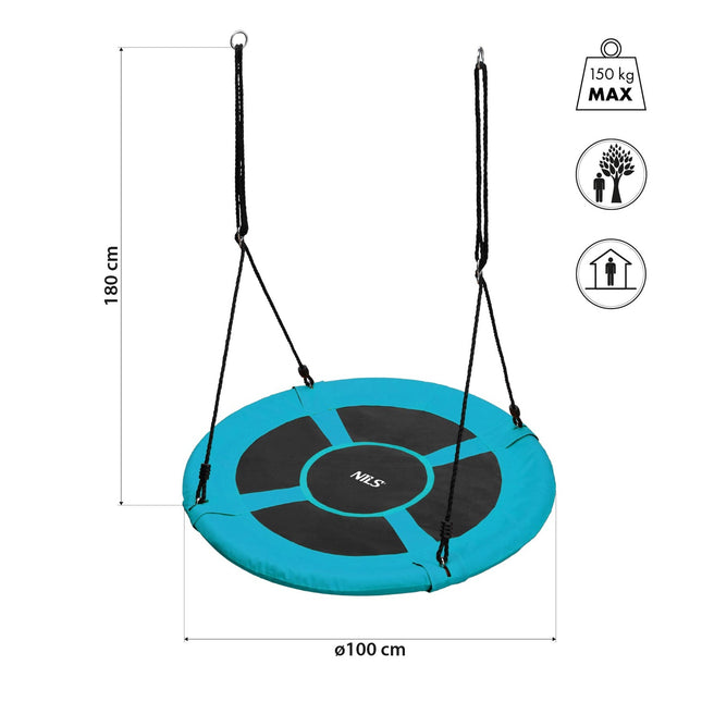 Turquoise Saucer Swing, Outdoor Kids Play Seat