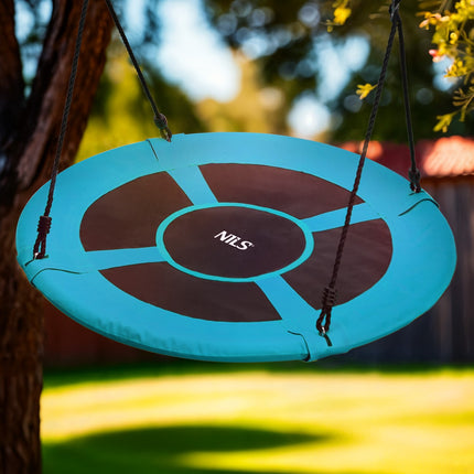 Turquoise Saucer Swing, Outdoor Kids Play Seat