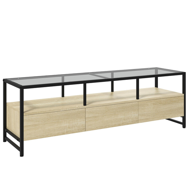 Oak TV cabinet for units up to 65" with storage