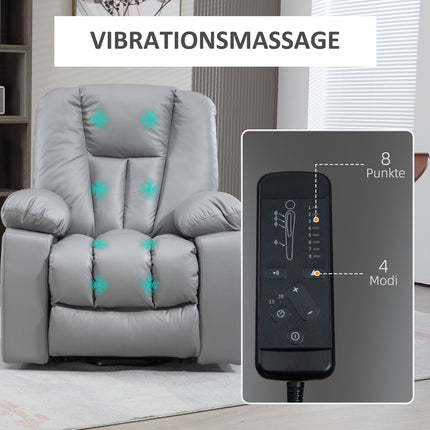 Electric recliner with massage and standing assistance