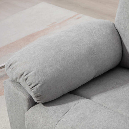 Electric recliner with massage, light gray linen