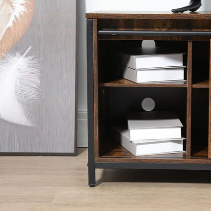 TV bench for 60" screens, industrial design, chipboard and steel