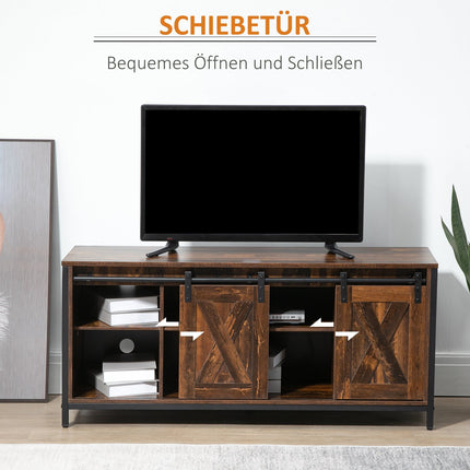 TV bench for 60" screens, industrial design, chipboard and steel