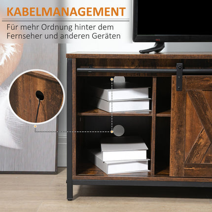 TV bench for 60" screens, industrial design, chipboard and steel