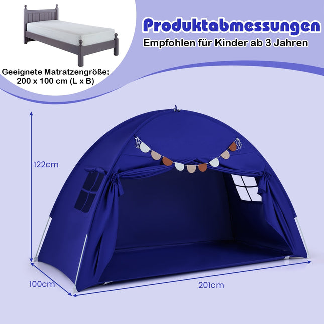Twin Bed Canopy Tent for Kids, Foldable with 2 Windows