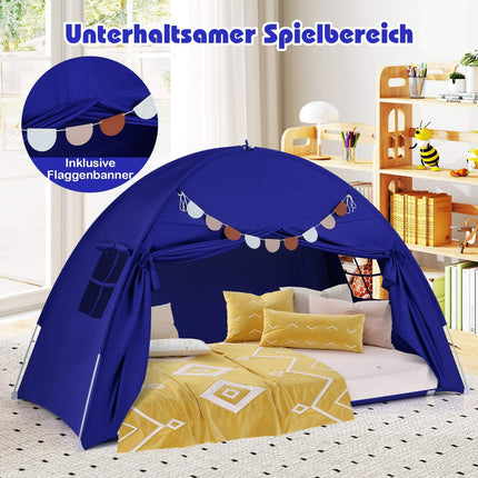 Twin Bed Canopy Tent for Kids, Foldable with 2 Windows