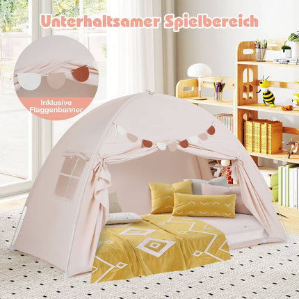Twin Bed Tent for Kids – Foldable Canopy with Windows