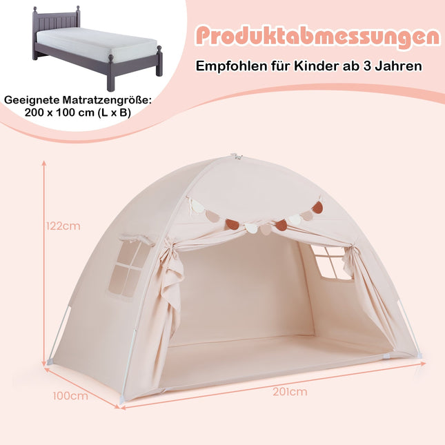 Twin Bed Tent for Kids – Foldable Canopy with Windows