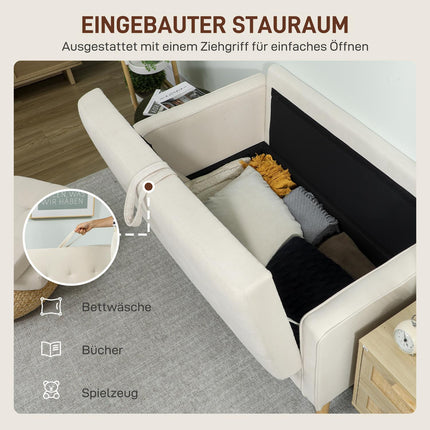 Two-Seater Sofa with Storage, Cream Velvet, 117cm