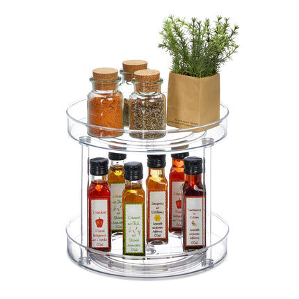 Two-Tier Plastic Turntable Organizer, 27cm Diameter