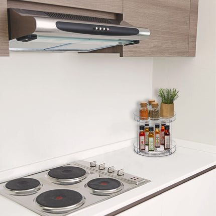 Two-Tier Plastic Turntable Organizer, 27cm Diameter