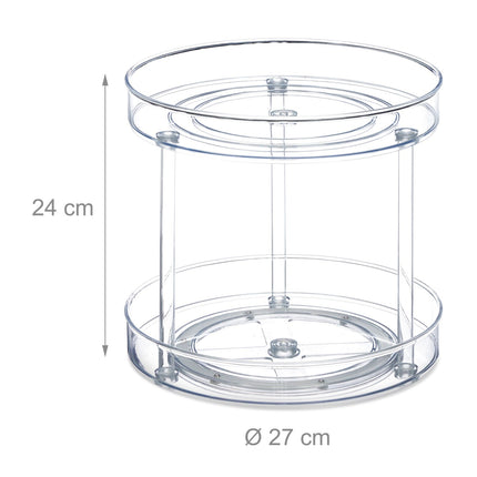 Two-Tier Plastic Turntable Organizer, 27cm Diameter