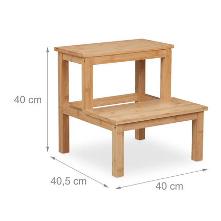Two-part step stool made of bamboo