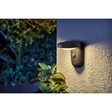 Tyla Wall lamp Solar cell IR sensor Ultra Efficient LED 255lm IP44 Anthracite