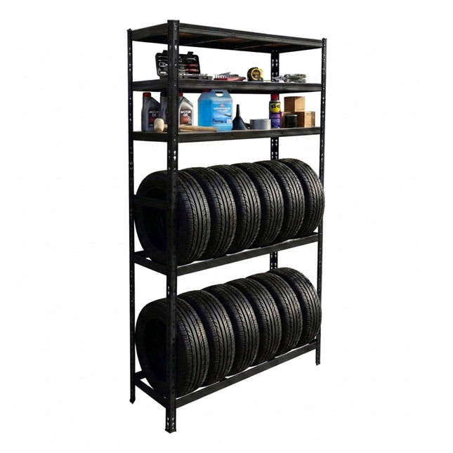 Tyre Rack, 3-Shelf Steel Storage With Adjustable Spacing