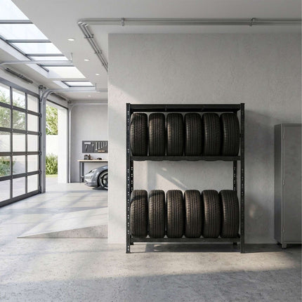 Tyre Rack, Steel, Adjustable Shelves, Floor-Safe Feet