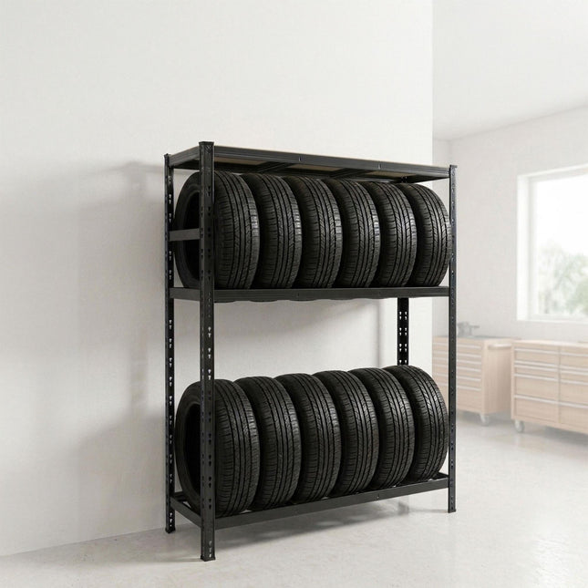 Tyre Rack, Steel, Adjustable Shelves, Floor-Safe Feet