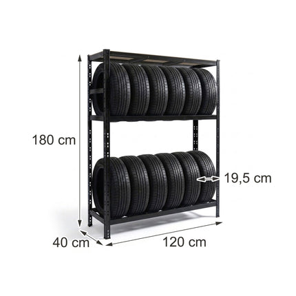 Tyre Rack, Steel, Adjustable Shelves, Floor-Safe Feet