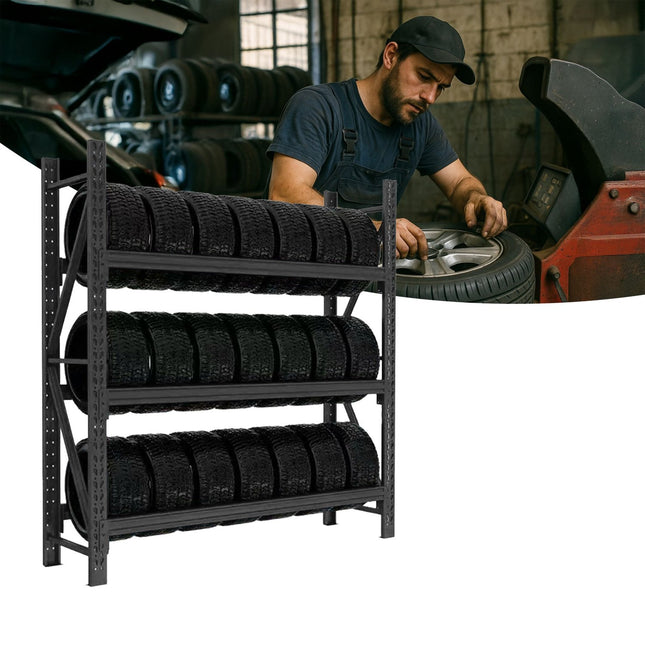 Tyre Rack for 21 Car Tyres – Adjustable Storage