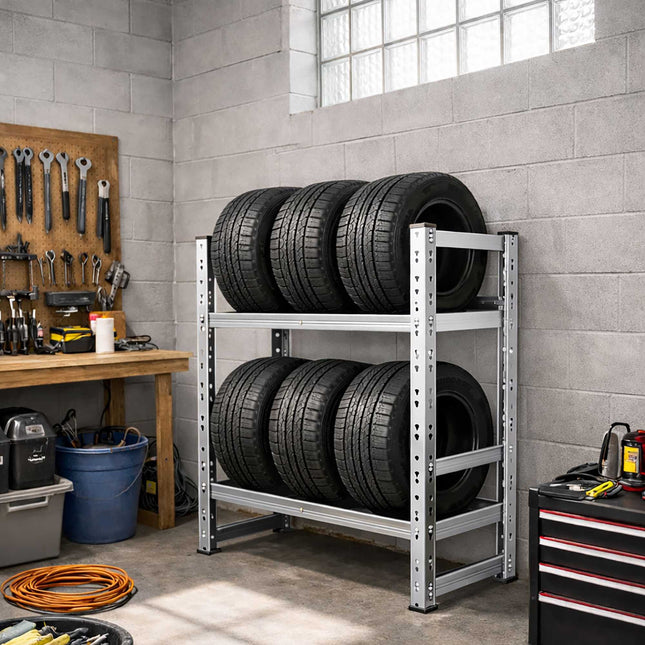 Tyre Rack for 4–6 Tyres, Adjustable Steel Frame