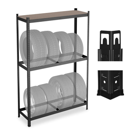 Tyre Rack for 8 Tyres, Adjustable Steel Shelves