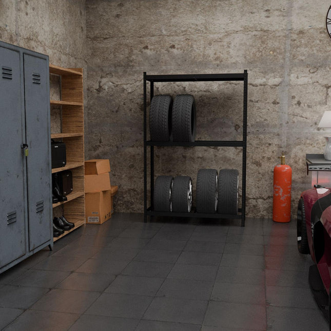 Tyre Rack for 8 Tyres, Adjustable Steel Shelves