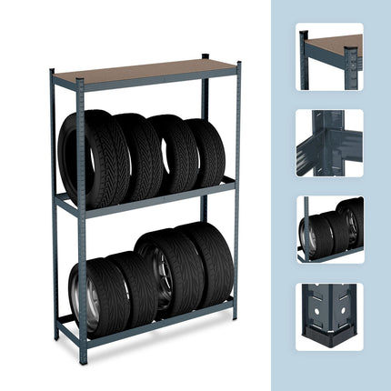 Tyre Rack for 8 Tyres, Adjustable Steel Shelves