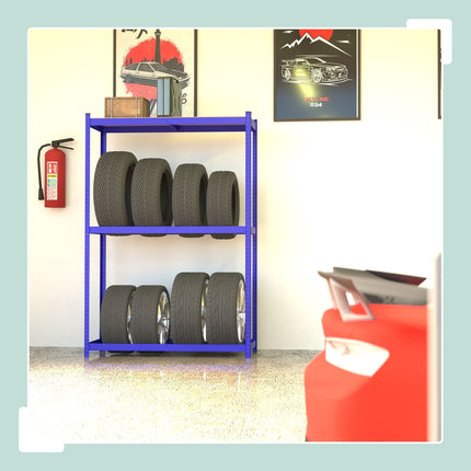 Tyre Rack for 8 Tyres, Adjustable Steel Shelves