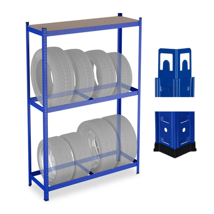 Tyre Rack for 8 Tyres, Adjustable Steel Shelves