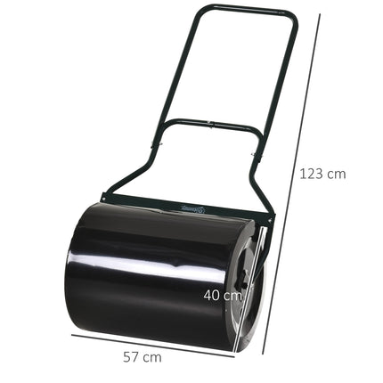 Grass roller 40cm, fillable metal - water/sand, black