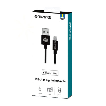 USB-A to Lightning Cable 2m Black