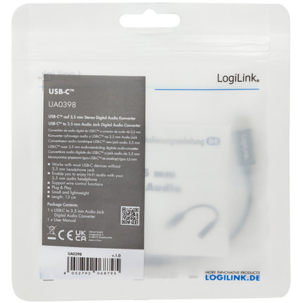 USB-C 3.5mm audio adapter with DAC 13cm nylon cable