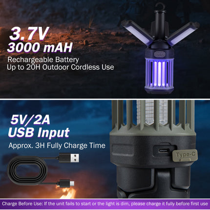 USB-C Rechargeable Bug Zapper Lantern, IPX6 Waterproof