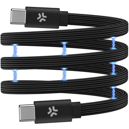 USB-C To USB-C Cable 60W, Magnetic Braided Flat 2m