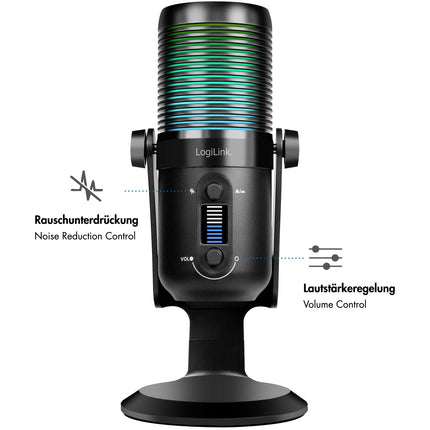 USB Microphone, Cardioid/Omnidirectional, RGB Lighting