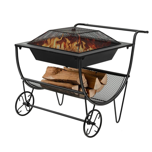 U-Shaped Firewood Rack, Metal, 75.5 x 58.5 x 56.5 cm, Black