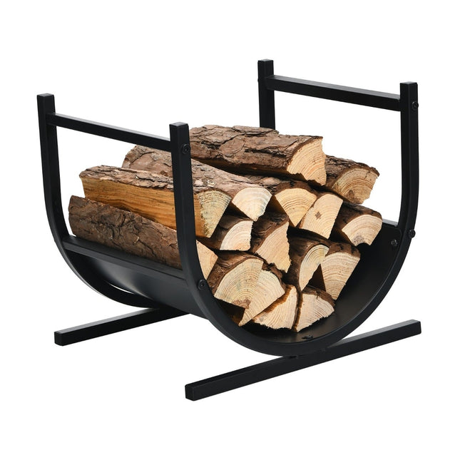 U-Shaped Metal Firewood Rack, 43x37x39.5 cm, Black
