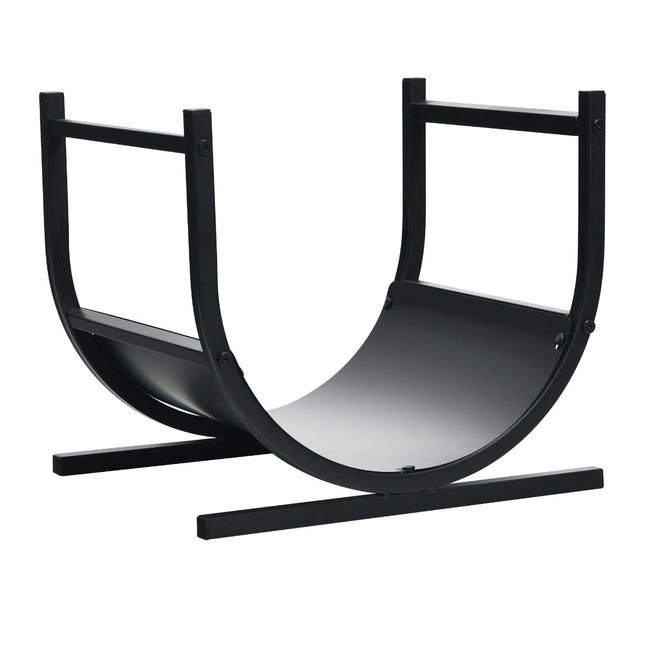 U-Shaped Metal Firewood Rack, 43x37x39.5 cm, Black