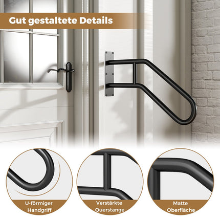 U-Shaped Wall-Mounted Handrail for 1-3 Steps, Metal