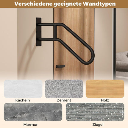 U-Shaped Wall-Mounted Handrail for 1-3 Steps, Metal