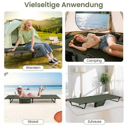 Ultralight Folding Camping Cot with Side Pocket, 150kg Capacity