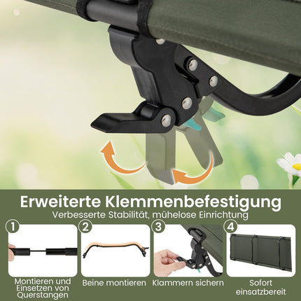 Ultralight Folding Camping Cot with Side Pocket, 150kg Capacity