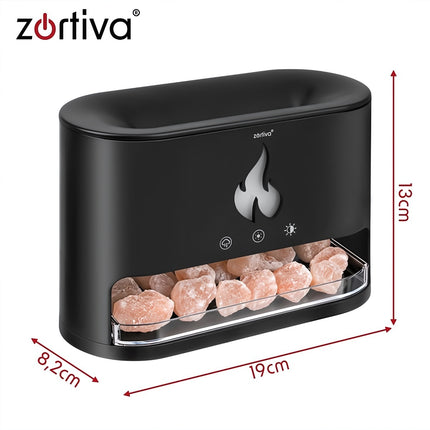 Ultrasonic Aroma Diffuser Humidifier with Flame Effect, 250 ml, Timer, Black