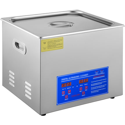 Ultrasonic Cleaner 15L Stainless Steel, Digital Heat Timer