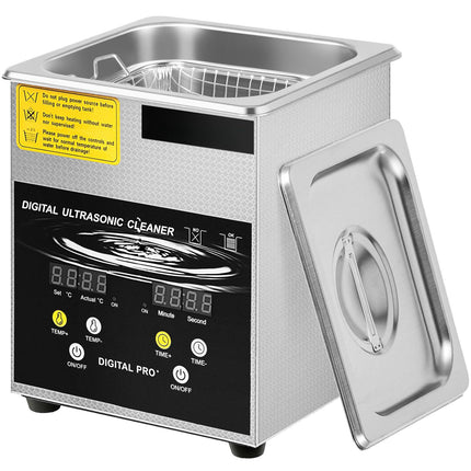 Ultrasonic Cleaner 2L, 40kHz, Heater Timer, Stainless Steel