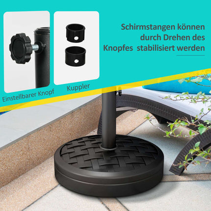 Umbrella Base, HDPE with Concrete, Fits 32-48mm Poles