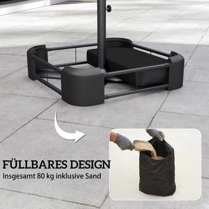 Umbrella Base Stand, 80kg Capacity, Black, Weatherproof
