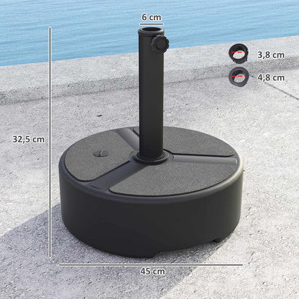 Umbrella Base Stand, HDPE, 20kg, Fits 38-48mm Poles